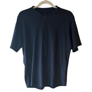 Nike Dri-FIT Men's Navy Blue Short Sleeve Cycling Jersey M shirt 1/4 zip READ